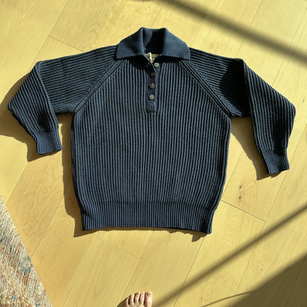 NWT Mara Hoffman Dark Blue Ribbed Sweater